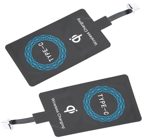 Wireless Charging Adapter, Wireless Phone Charger, 2PCS Type C QI Wireless Charger Self Adhesive Sticker Charging Receiver for Mobile Phone