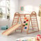 7 in 1 Kinder Holz Klettergerüst Indoor und Outdoor, Schaukel, Kletterleiter, Kletterplattenrutsche, Ein Netz zum Klettern, Kletterstein aus Kunststoff, Ringe. Kann als Zelthaus, für Kinder ab 3 Jahre