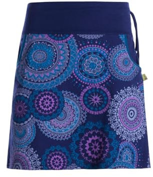 Vishes kurzer Damen-Rock mit Mandalas in dunkelblau I Größe S (36) I Handgefertigt aus 100% Baumwolle I Rock mit Taschen I Ideal für warme & kalte Monate I Nachhaltige Alternative Bekleidung
