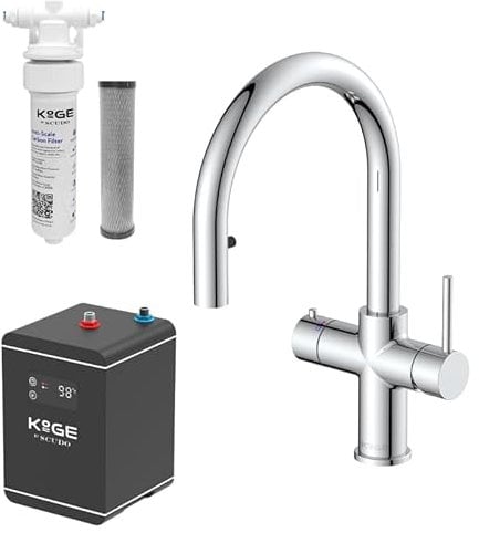 4-in-1 Chrome Pull Out Spout Boiling Water Kitchen Tap System Filter Kit