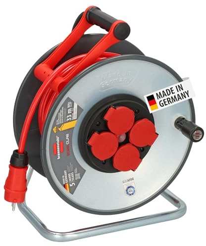 Brennenstuhl Professional SteelCore Kabeltrommel SC 3210 IP44, 33m | H07BQ-F 3G2,5 Kabel, Trommelkörper aus Stahlblech, Baustelleneinsatz und ständiger Einsatz im Freien, Made in Germany