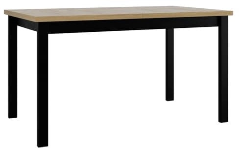 Mirjan24 Tisch für Esszimmer Awrolt II, Rechteckiger Esstisch, Ausziehbarer Tisch für Küche, L:140-180 x H:78 x B:80 cm, Küchentisch, Esszimmertisch, Praktischer Ausziehtisch (Sonoma/Schwarz)