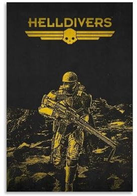 SOLIDCASE HelldiversPoster, Gemälde, Leinwand, Poster, Dekoration, Vintage-Poster, Anime-Charakter, Film, Wandkunst, Wanddekoration, Gemälde, 20 x 30 cm, ungerahmt, Stil 12