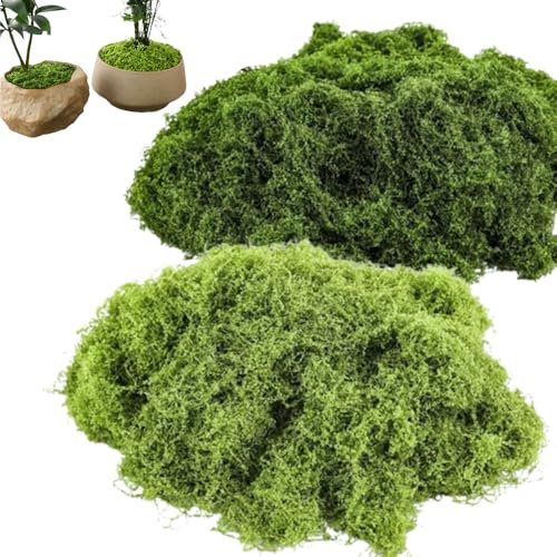 Gotetiso 300g Kunstmoos zum Dekorieren Moos in 2 versch Farben Künstliches Moos Moosbilder Kunstmoos zum Basteln Kunstmoos Künstliches Moos Deko Kunst Moos Langlebig für Aquarium Gartendekoration
