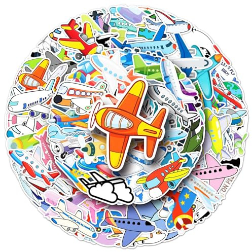 Plane Stickers for Laptop (100 PCS),Gift for Children Teens Adults Girl Boys,Waterproof Stickers for Water Bottle,Airplane Aircraft Vinyl Stickers for Scrapbook,Skateboard,Bike,Phone,Dairy