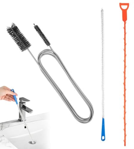 KILDOWS 3 Piezas Desatascador Tuberias, 200cm Cepillo de Limpieza de Tuberías Desatascador Fregadero Cepillo Limpieza Largo Ducha Destapador de Cañerias Herramienta para Desagües Cocina Baño Lavabo