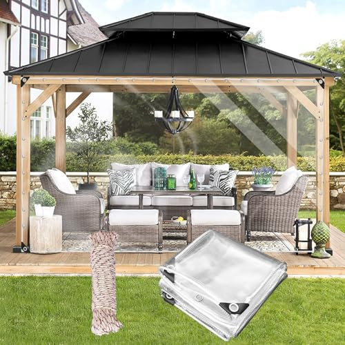 Transparente Plane mit Ösen, wasserdichte PVC Plane 0.35mm Abdeckplane 0.9×1.8M Durchsichtig Plane Wetterfeste Reißfest 420 g/m² für Außen Vorhänge Pavillon Carport Dach Terrassen Gewächshäuser