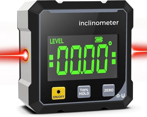 Digital Angle Finder with Laser, Magnetic Inclinometer Spirit Level, Angle Finder Waterproof Inclinometer with LCD Display for Woodworking Measuring Tool.