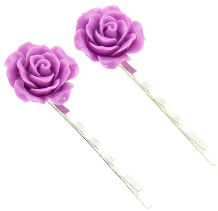 bluebubble ENGLISH ROSE 2 Pcs Solid Colour 22mm Flower Hair Clip Slide Pin on Gift Card (Lavender Lilac)