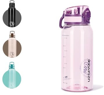 UZSPACE Trinkflasche Kinder Sport Wasserflasche 600ml, kohlensäure geeignet Flasche, für Schule Uni Outdoor, auslaufsicher, spülmaschinenfest, Sportflasche mit motivationsskala Mädchen Teenager, lila