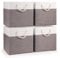 Woodluv Storage Cube Boxes Large, Set of 4 Foldable Storage Basket for Cupboards, Shelves, Closet, Set of 4, Grey, 30 x 30 x 30 cm