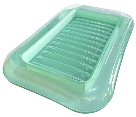 Aufblasbare Pool-Bett-Liege, gebogenes, faltbares Stuhlbett, Pool-Luftmatratze, verstellbare Kopfstütze, stabiles Design, 170 x 110 x 25 cm, für Urlaub und Hinterhofpartys