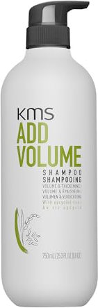 KMS ADDVOLUME Shampoo für feines bis mittelstarkes Haar, dem Volumen fehlt oder das dünn erscheint, mehr Fülle, stärkeres Haar, vegane Formulierung mit upgecyceltem Reis, ohne Silikone, 750ml
