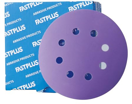 FASTPLUS 1000 Grit 125mm Sanding Discs Hook & Loop 8 Hole Purple Film Disc | 5 Inch Wet Dry Sandpaper Pads for Orbital Sanders Wood Metal Automotive Repair and General Sanding 50PCS