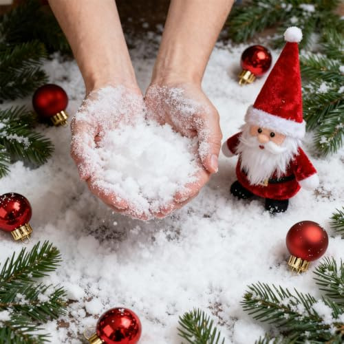 Weihnachten Kunstschnee, 200g Kunstschnee, Schnee Deko Weihnachten, Weihnachtsbaum Dekoschnee, Kunstlicher Glitzerschnee Basteln,Gefalschte Schneepulver Weihnachtsschnee, Christmas Artificial Snow