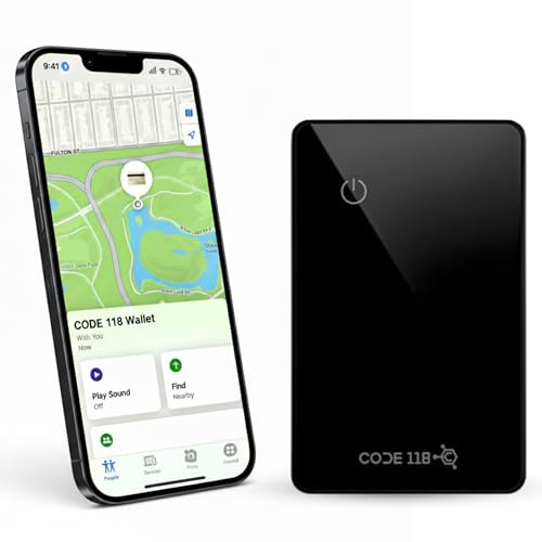 CODE 118 Slim Wallet Tracker Card for iPhone – Apple Find My Compatible – Credit Card Size Bluetooth Tracker – Ultra Thin Aluminum & Tempered Glass – Long Battery Life