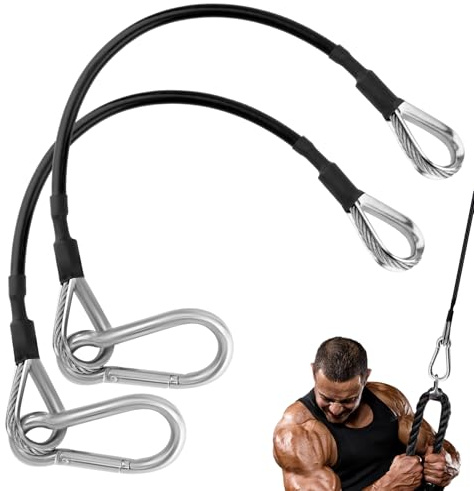 2 Pcs Gym Cable Extension with Carabiners, 10 Fitness Rope Attachments Heavy Duty Replacement Cables Compatible with Bowflex Home Gym Accessories, Tricep Pull Down Cable for Strength Training