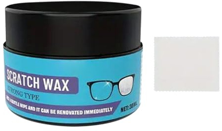 Eyeglass Scratch Repair Wax, Protective Long Lasting Cream, 4.2x4cm, Easy Application, Portable Cleaner, for Glasses, Car Window, Mirror, Resin, Metal