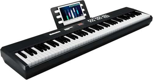 Melentro Weighted 88-Key Digital Piano, Full-Size Electric Piano Keyboard | With Hammer Action, Sustain Pedal, MP3 Function Dual 15W Speaker, Supports USB-MIDI/Wireless Connect