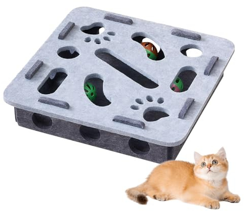 Zhixan interaktiv kattleksak, 30 x 30 cm, inomhus jaktinstinkt | Filt fumelbräda katt med labyrint, intelligens leksak mental reklam, självupptagande kattleksak