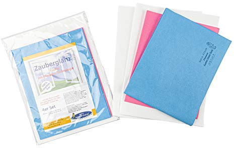Aqua Clean Filament Zauberglanztücher 4er Set – streifenfreier Glanz | 4 Filament-Microfasertücher für Fenster, Spiegel, Glas, Chrom, Edelstahl, uvm. – streifenfreier Glanz ohne Nachpolieren.