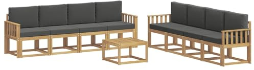 vidaXL Outdoor-Sofagarnitur mit Kissen 9 pcs Weiß und Anthrazit, Moderner Garten-Sofaset, stilvolle Sitzgelegenheit, Akazie Holz Möbel, bequemer Lounge, wetterfest