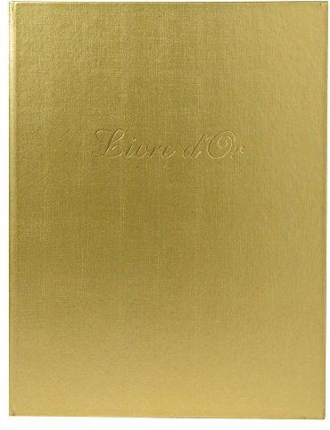 Exacompta - Réf. 4989E -1 Livre d'or simili-cuir - Format vertical : 27 x 22 cm - Tranche or avec titre en lettres dorées - 100 pages blanches unies - Coloris : Or