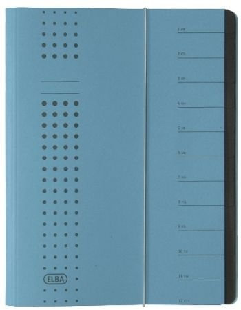Elba Ordnungsmappe chic DIN A4 Blau Karton mit 12 Fächern 12