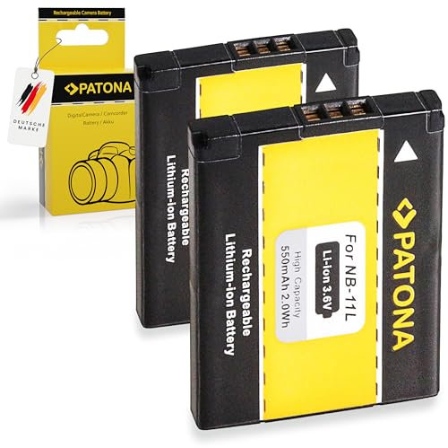 PATONA 2x NB-11L Akku 550mAh Ersatzakku kompatibel mit Canon Ixus 132 135 140 145 155 170 180 185 190 240 285 HS PowerShot A2300 A2400 A2500 A2600 A3400 A3500 A4000 IS ELPH 110 115 NB-11LH NB11L NB 11