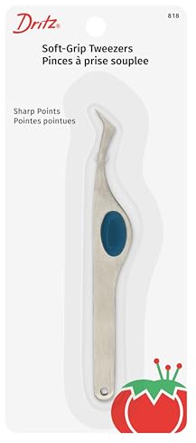 Dritz 4 Soft Grip Tweezers, Sharp Points, Silver