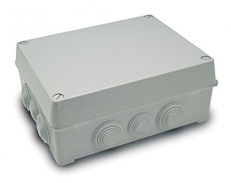 FAMATEL – Wasserdichte Abzweigdose IP55 | Deckel verschraubt | Mit Kegel | 310 x 240 x 125 | Grau