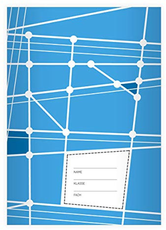 Kartenkaufrausch 8 Grafische DIN A4 Schulhefte, Rechenhefte mit geometrischem Muster in hellblau Lineatur 28 (Kariertes Heft)