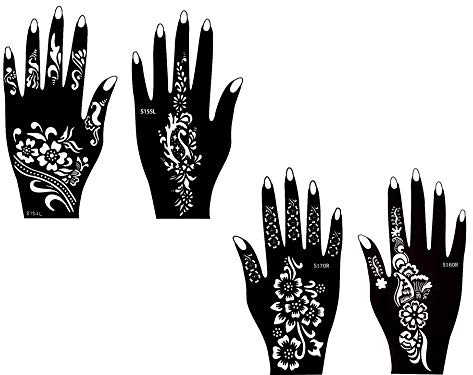 Lot de 4 pochoirs de tatouage au henné Pari