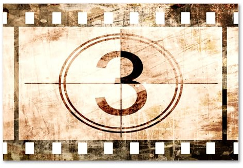 Postereck - 0923 - Retro Filmstreifen, Vintage Film Kino Countdown - Spruch Schrift Wandposter Fotoposter Bilder Wandbild Wandbilder - Poster - 4:3-81,0 cm x 61,0 cm