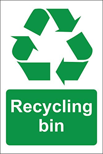 Recycling bin sign - Self adhesive sticker 300mm x 200mm