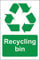 Recycling bin sign - Self adhesive sticker 300mm x 200mm