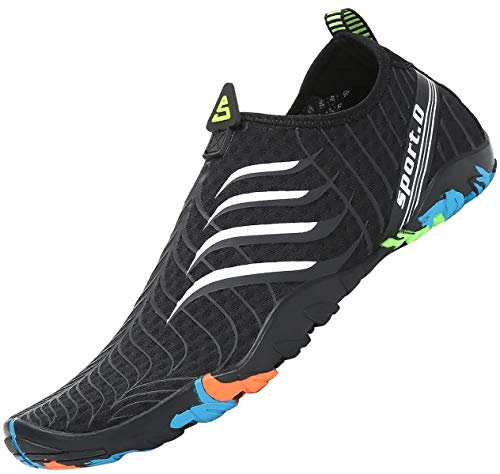 SAGUARO Badeschuhe Herren Damen Wasserschuhe Schwimmschuhe Strandschuhe Aquaschuhe Neoprenschuhe Tauchschuhe - rutschfeste Leicht Schnelltrocknende, Schwarz Weiß Gr.40 EU