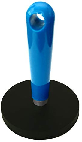 LeBigMag® | Neodym Magnet ø 6,6 cm gummiert mit Griff | 20 kg Haftkraft auf Zug bei 10 mm Stahl | Griff abnehmbar mit M5 Gewinde