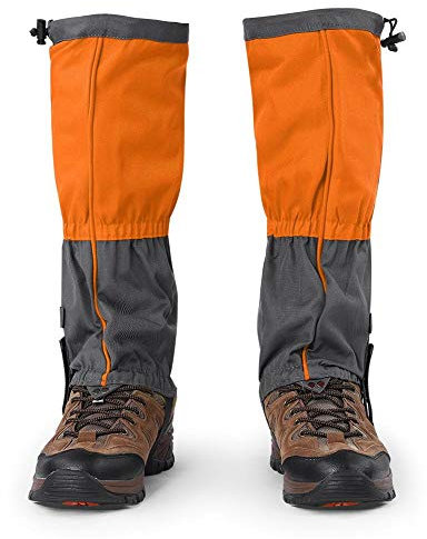 Demeras 1 Paar Schneeschuh Gamasche wasserdicht elastische Legging Wraps Wandern Camping Klettern Überschuh(Orange)