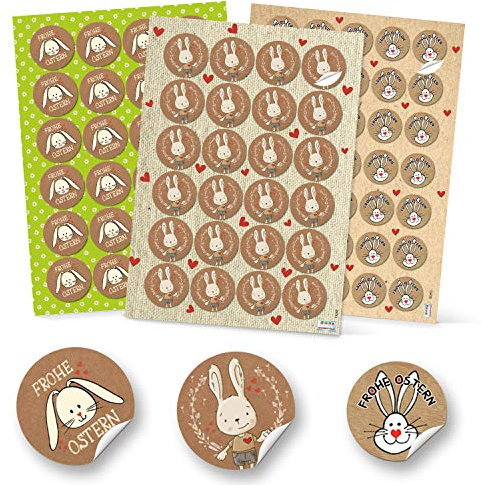 Logbuch-Verlag 83 Osteraufkleber Osterhase SET Frohe Ostern Deko Aufkleber 3 + 4 cm Ostersticker rund