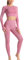 YACUN Damen Trainingsanzüge Workout Outfit 2 Stück Yoga Legging Crop Top Gym Kleidung Set Rosa L (38)
