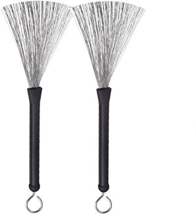 Escobillas de Batería, FANDE 1 Par Cepillos de Tambor, Jazz Brush, Retráctil y Ajustable de Cepillos de Alambre, Cepillo de Baquetas, Cepillos de Alambre Retráctil