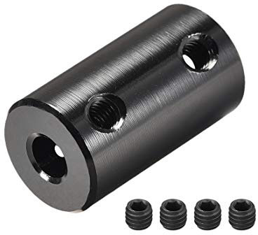 sourcing map 2 Stück Wellenkupplung Verbinder 5mm bis 5mm Bohrung Starrer Kupplungs Stellschraube L25XD14 Aluminiumlegierung Schwarz