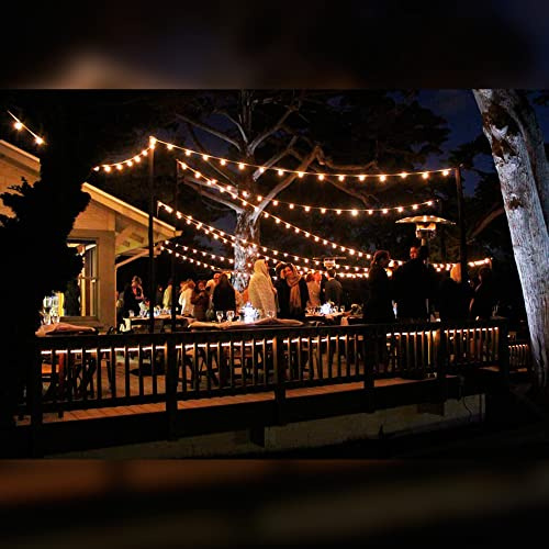 Nostalux KS Verlichting Lichterkette Patio 10m - Kabel mit 12 lichtquellen im Warmweiß, E27 Fassungen, Partybeleuchtung für aussen mit IP44-1 watt pro birne