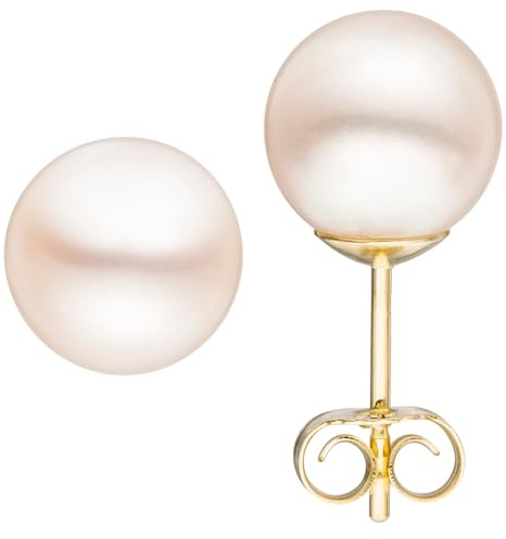 Jobo Damen-Ohrstecker aus 14 Karat 585 Gold mit Perlen 8 mm