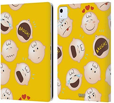 Head Case Designs Licenciado Oficialmente Peanuts Charlie Brown Patrones de Caracteres Carcasa de Cuero Tipo Libro Compatible con Apple iPad Air 2020/2022