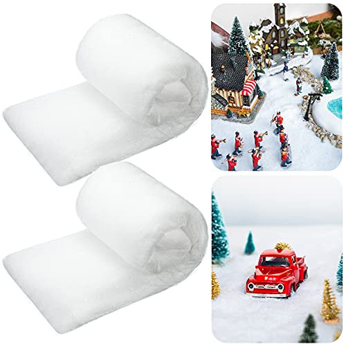 BBTO Weihnachten Schneedecken Set Künstliche Schneematte für Weihnachten Dorf Hintergrund Dekorationen (2 Stücke, 31 Zoll x 7,9 Feet)