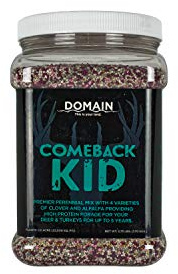 Domain Outdoor Comeback Kid Food Plot Seeds for Deer, Special Varieties of Clover & Alfalfa, Great to Plant in Spring, High Protein Forage, Year-Round Attraction, Lasts up to 5 Years, 1/2 Acre