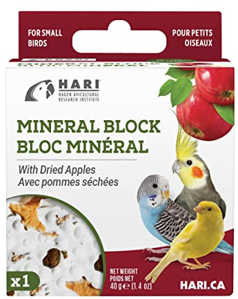 Hari Mineral Block for Birds with Dried Apples, Calcium Supplement Bird Treat