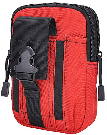 QIYUANT Taktische Hüfttasche, Molle Militär Kompakt Gürteltasche Multifunktional EDC Tasche Bauchtasche Tasche Beutel für Camping Wandern Radfahren Klettern Reisen Rot